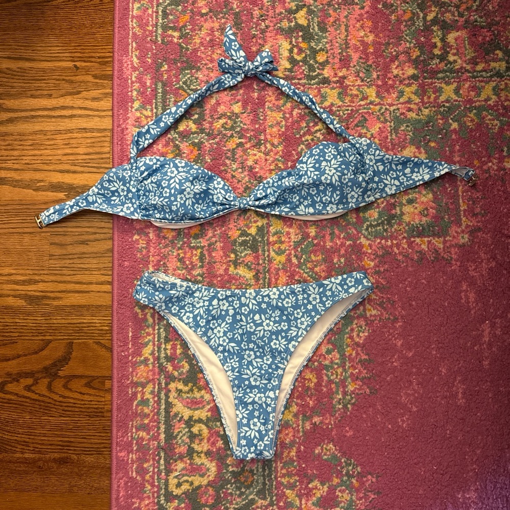 Shein Blue Floral Bikini Set